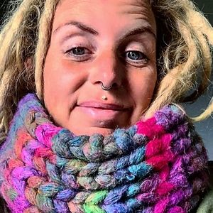 Handknit infinity scarf